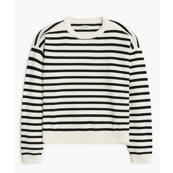J Crew Striped Drop Shoulder Crew Neck Pullover Sweater US Women's 2X Plus - Picture 1 of 6